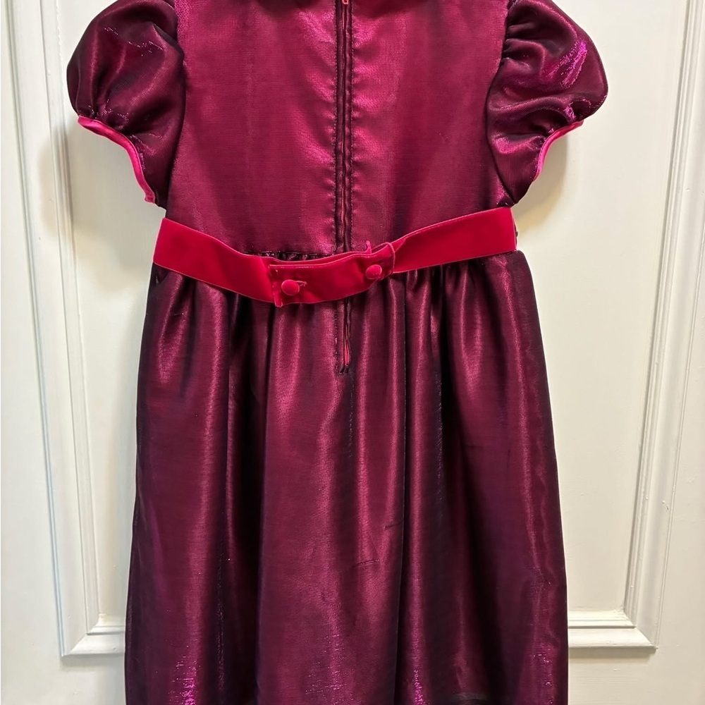 Vintage Burgundy Dress with Floral Accents - Picture 3 of 4